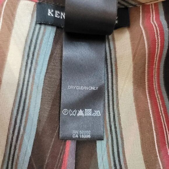 Vintage 90's Y2K Kenneth Cole 100% Silk Striped Longsleeve Top Size 8 - Picture 11 of 13